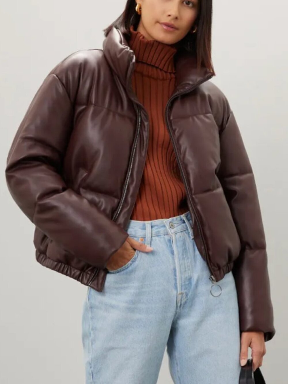 Slate & Willow Puffer Faux Leather Coat